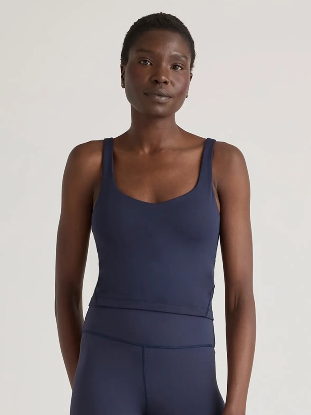 NWT QUINCE Ultra-Form V-Neck Cropped Tank XS Deep Navy 7551